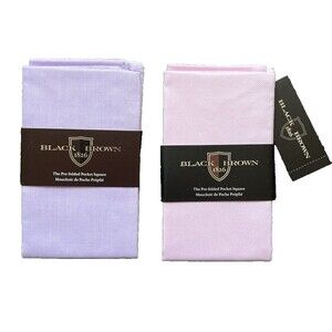2-PK BLACK BROWN 1826 Pre-Folded Pocket Squares Blush Pink and Lavender, Cotton